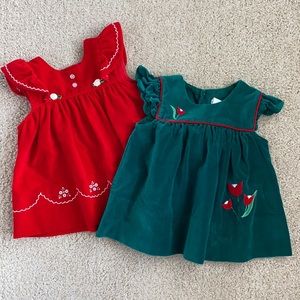 Pair of baby girl vintage velour/velvet dresses